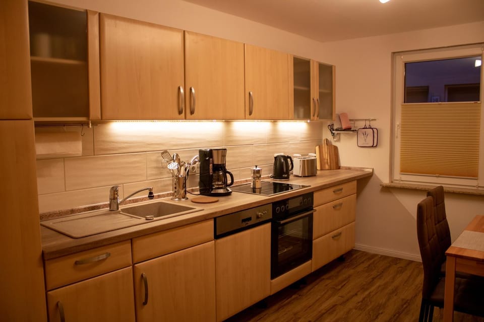 Dining area, dishwasher, toaster, kitchen
