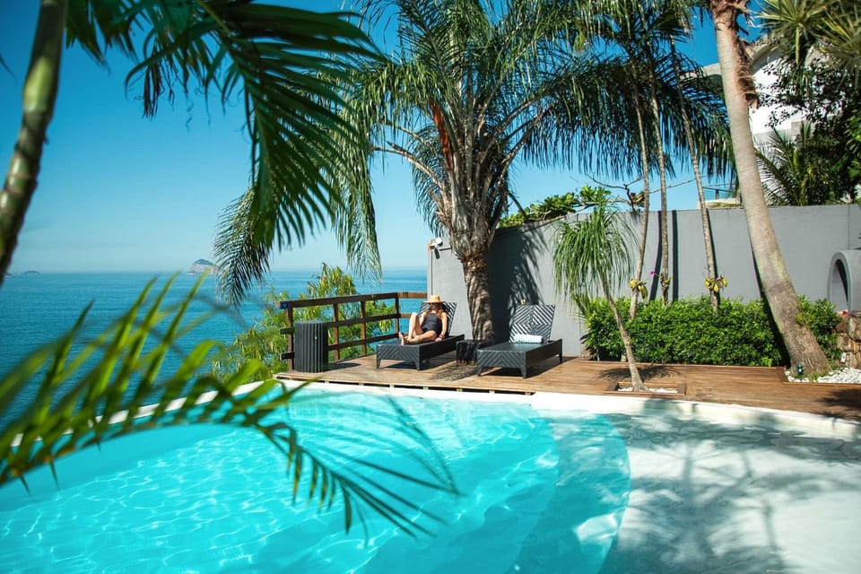 Garden, View (from property/room), Pool view, Sea view, Swimming pool, sunbed