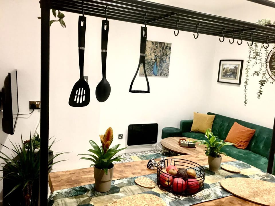 Living room, kitchen