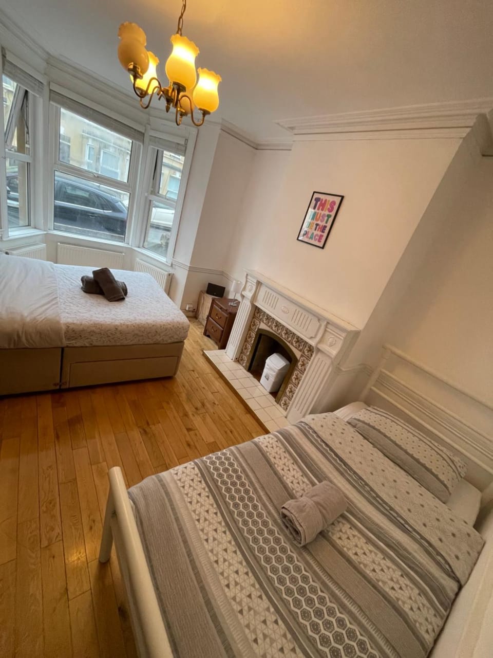 Bed, Photo of the whole room, Bedroom, towels