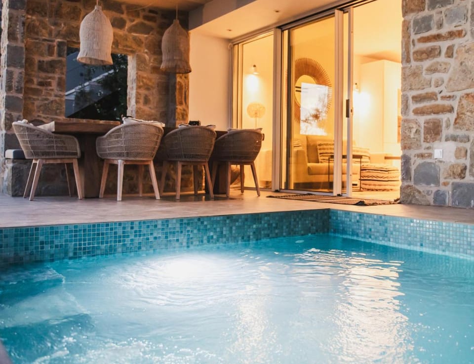 Balcony/Terrace, Living room, Seating area, Pool view, Swimming pool