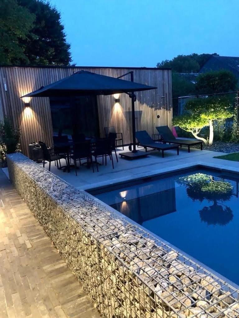 Night, Pool view, Swimming pool