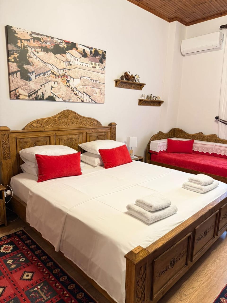 Bedroom, towels, air conditioner