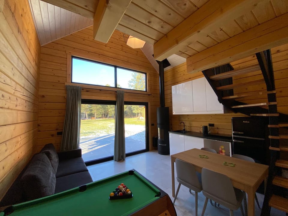 Billiard, Living room, Dining area