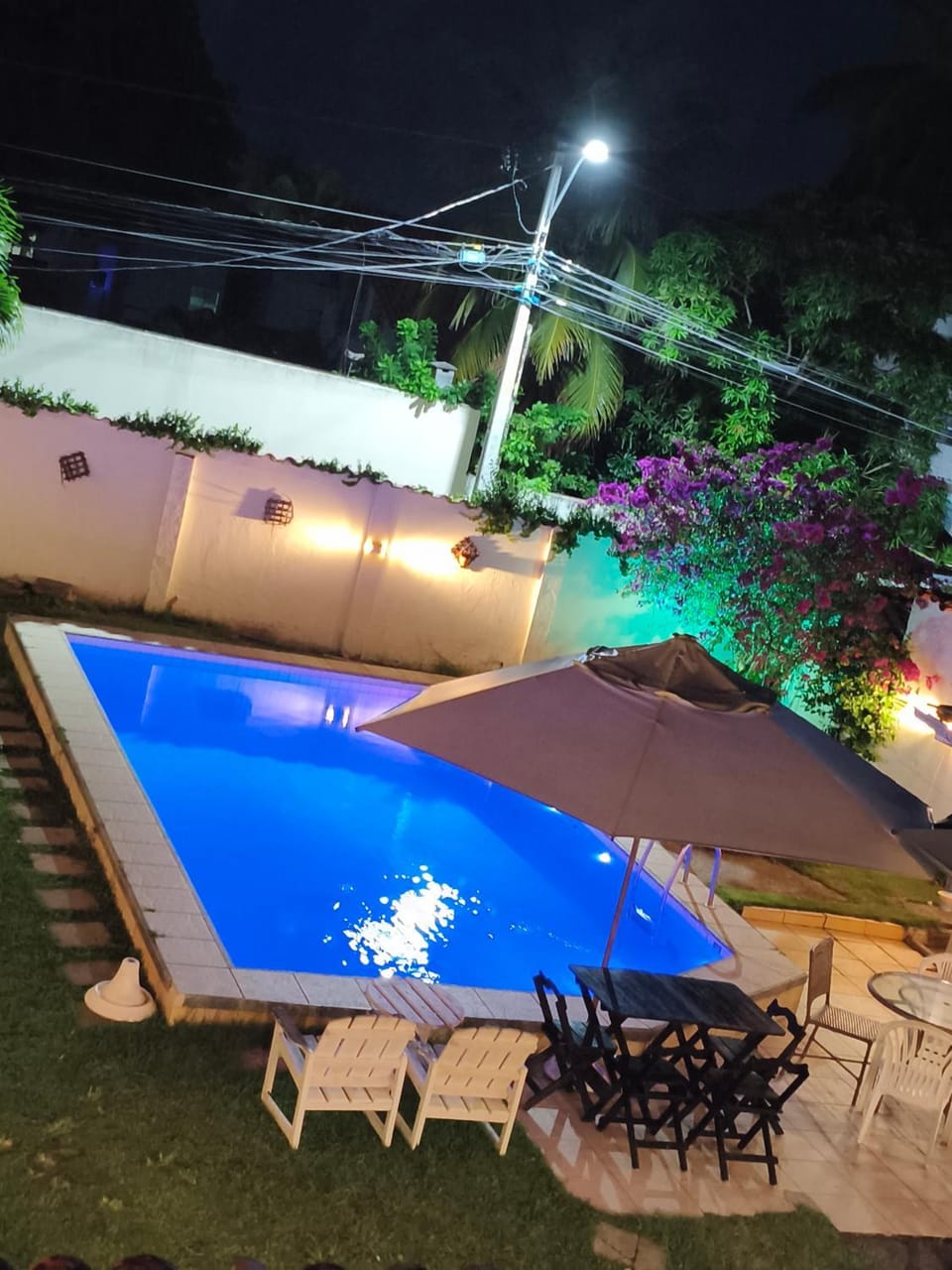 Night, Pool view, Swimming pool