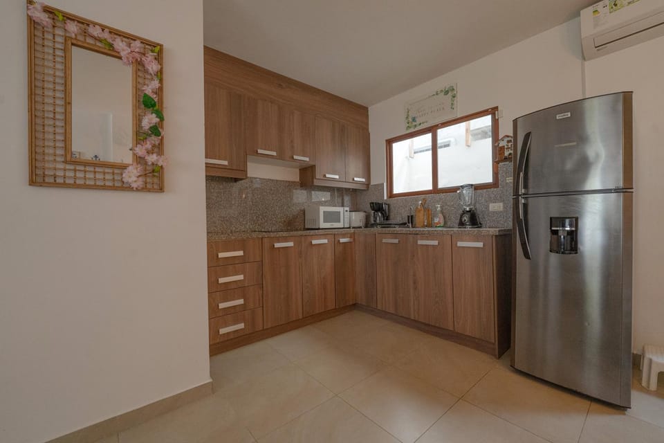 Kitchen or kitchenette, stove
