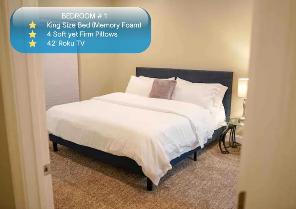 Bed, Bedroom, Text overlay