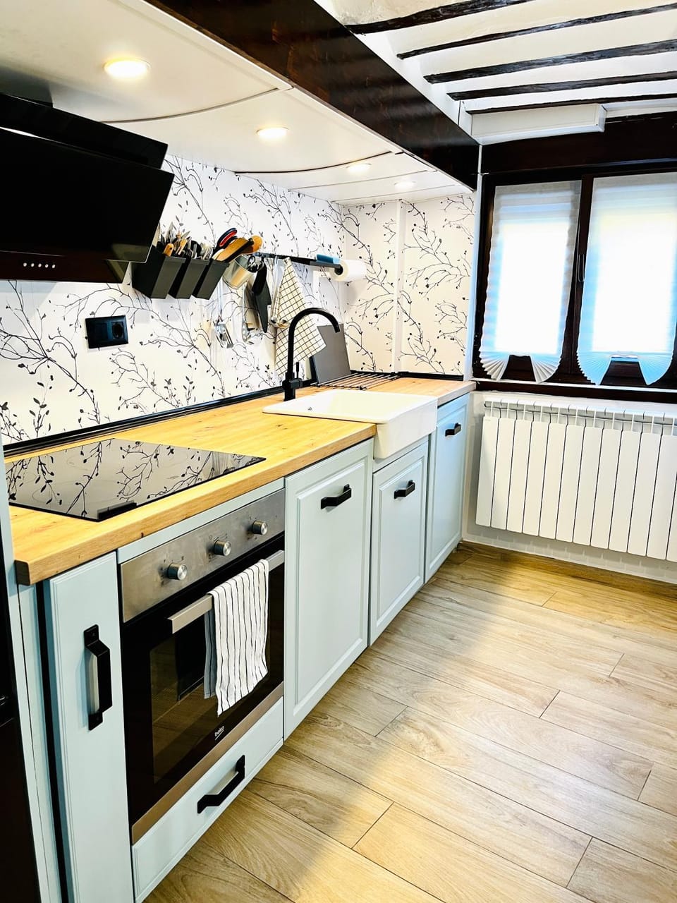 Kitchen or kitchenette, dishwasher, stove