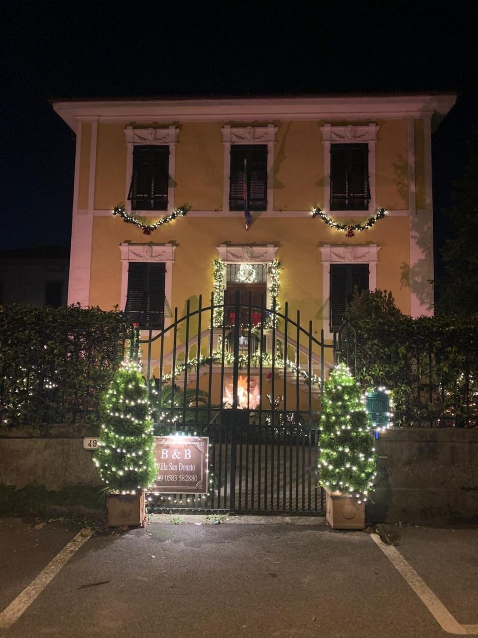 Property building, Night, Garden, Garden view