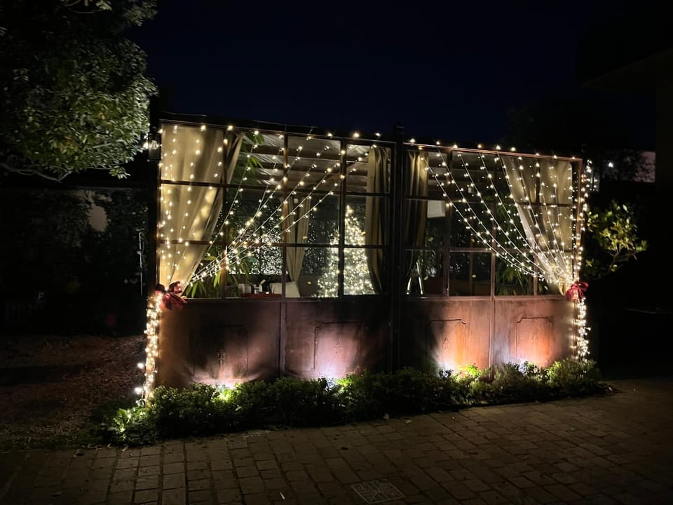 Property building, Night, Garden