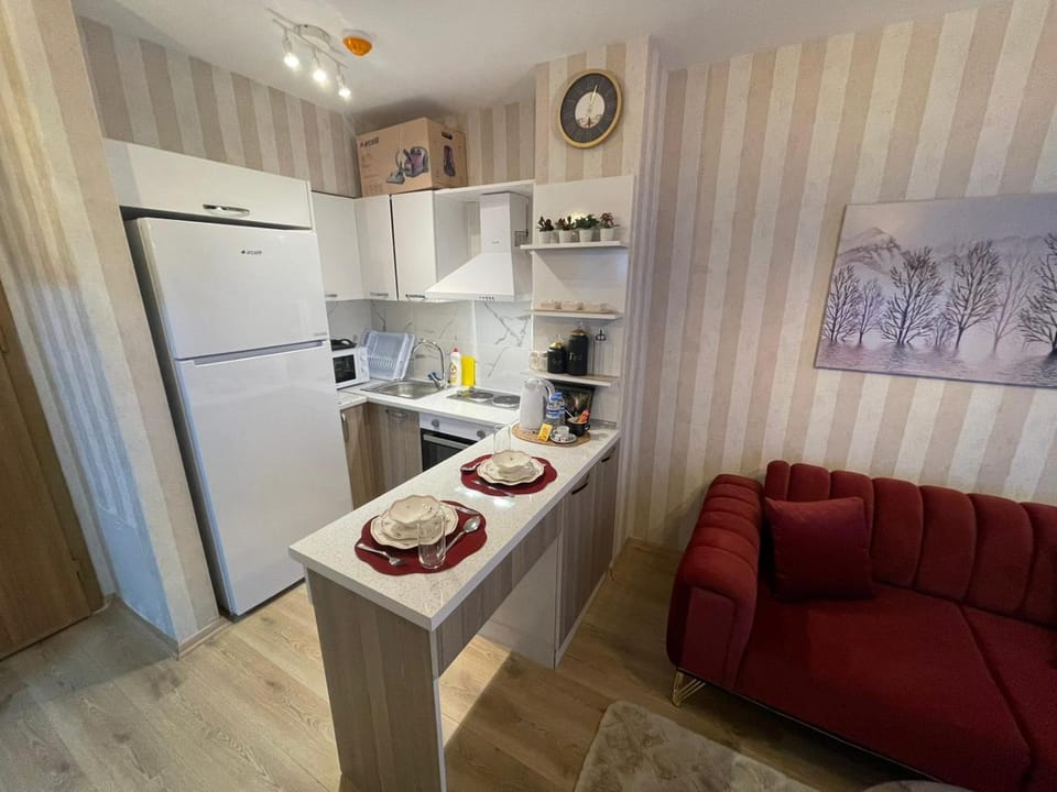 Kitchen or kitchenette, Living room, Food and drinks, Seating area, Dining area, Food, oven, pet friendly