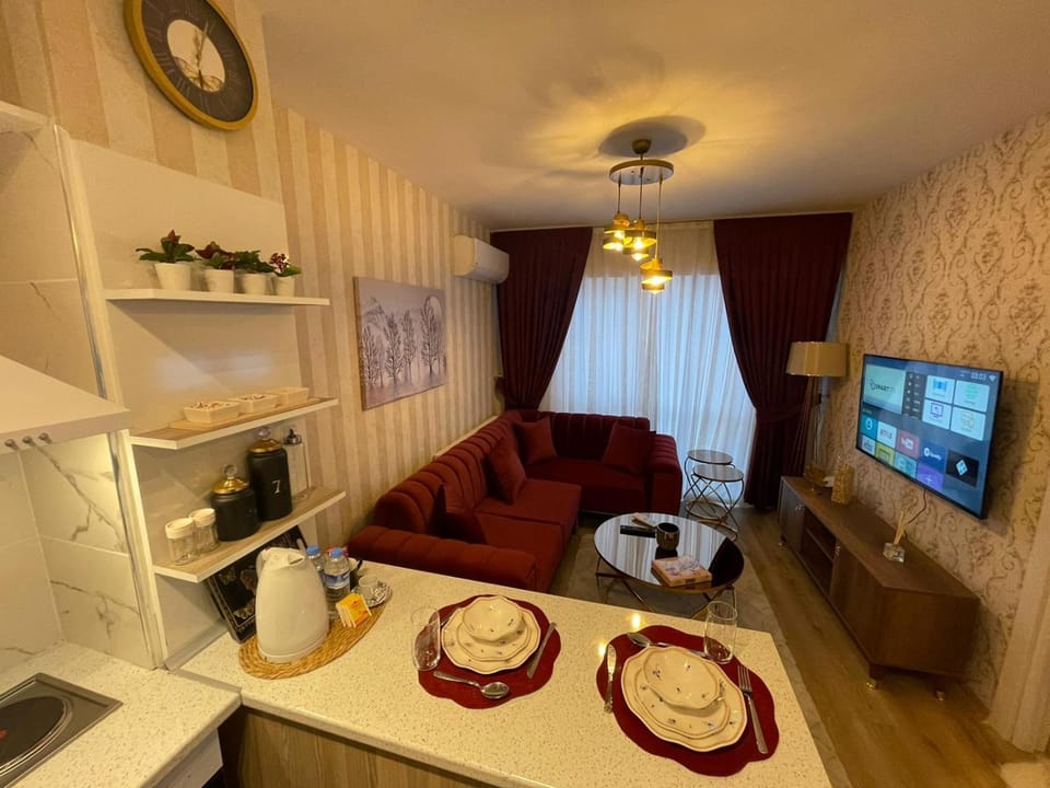 Bed, TV and multimedia, Kitchen or kitchenette, Living room, Photo of the whole room, Seating area, Dining area, Bedroom