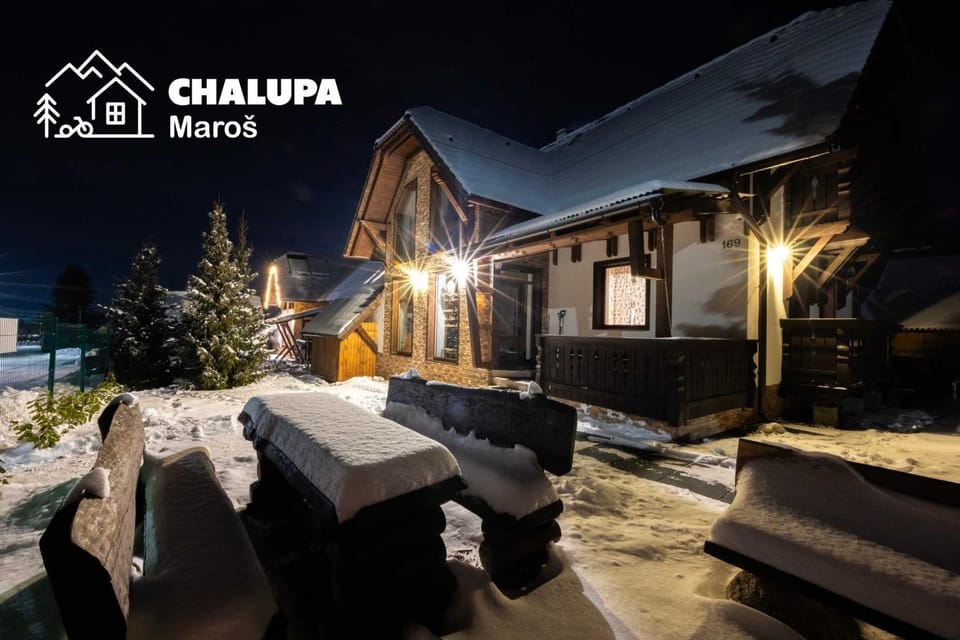 Property building, Night, Winter