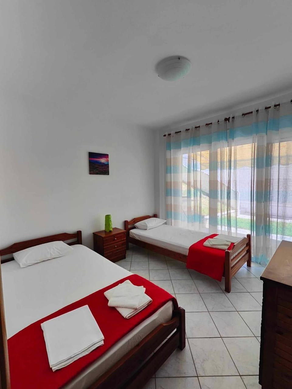 Bed, Photo of the whole room, Bedroom, hair dryier, wardrobe