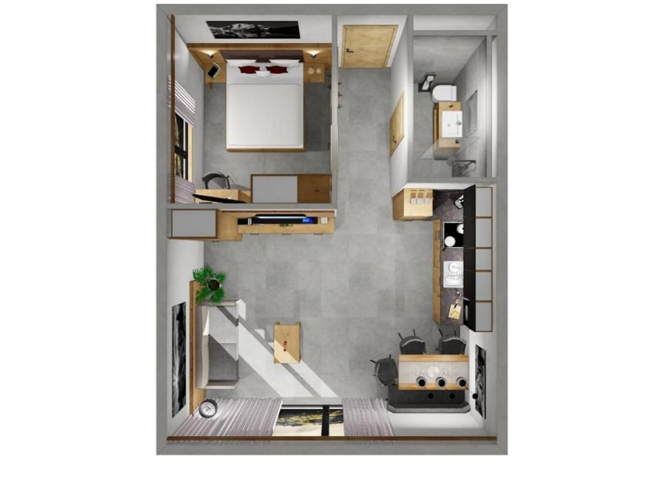 Photo of the whole room, Floor plan