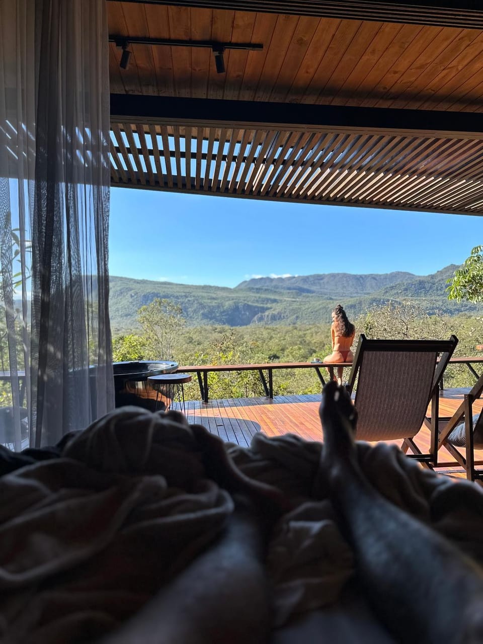 Bed, Mountain view