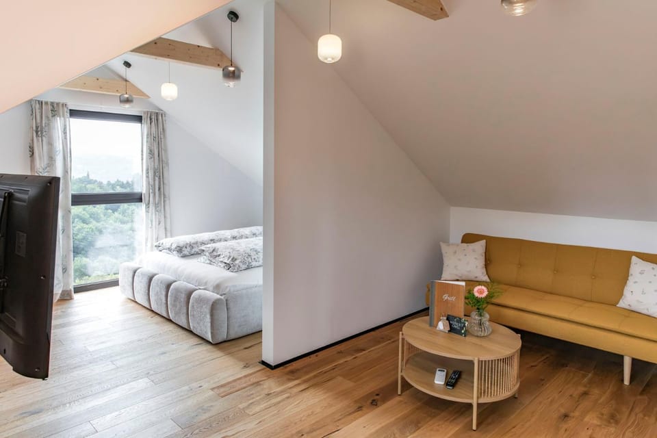 Bed, Living room, Photo of the whole room, Seating area, Bedroom
