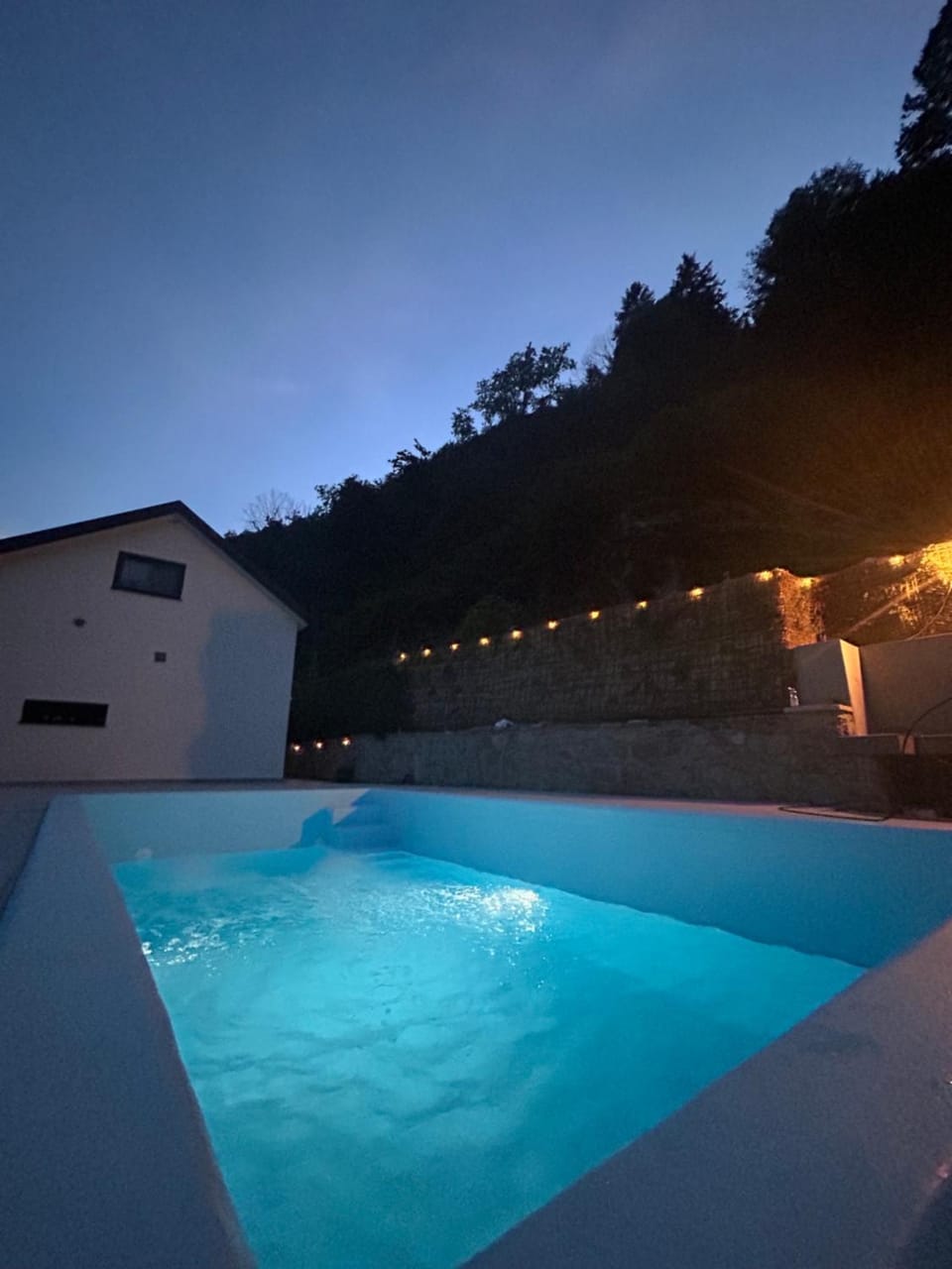 Night, Pool view, Swimming pool