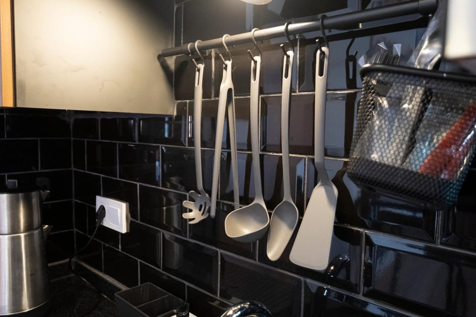 Kitchen or kitchenette, stove
