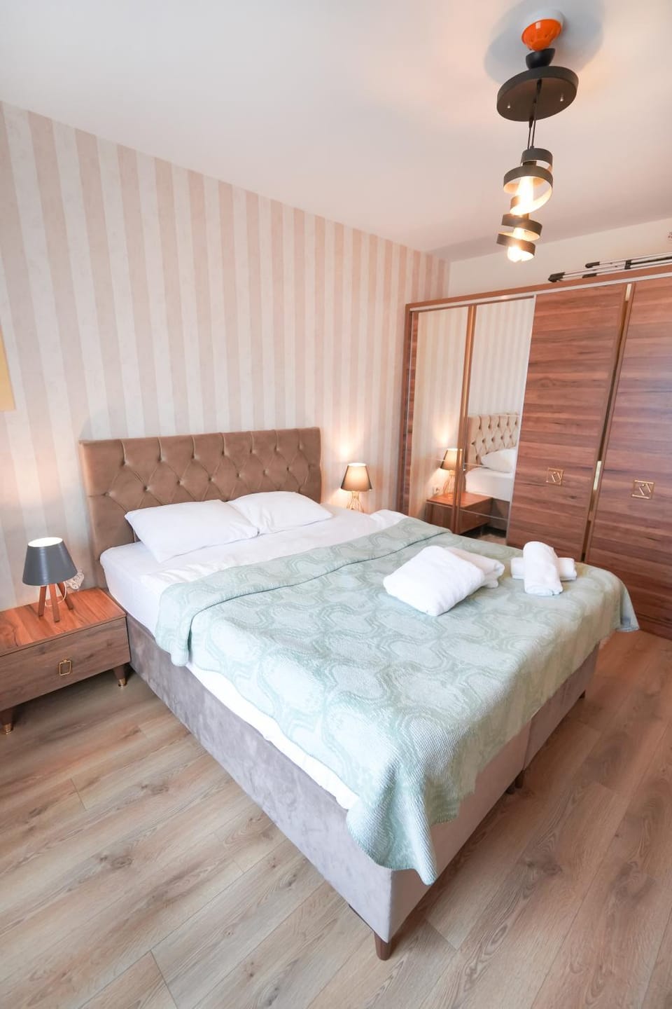 Bed, Photo of the whole room, Bedroom, towels, wardrobe