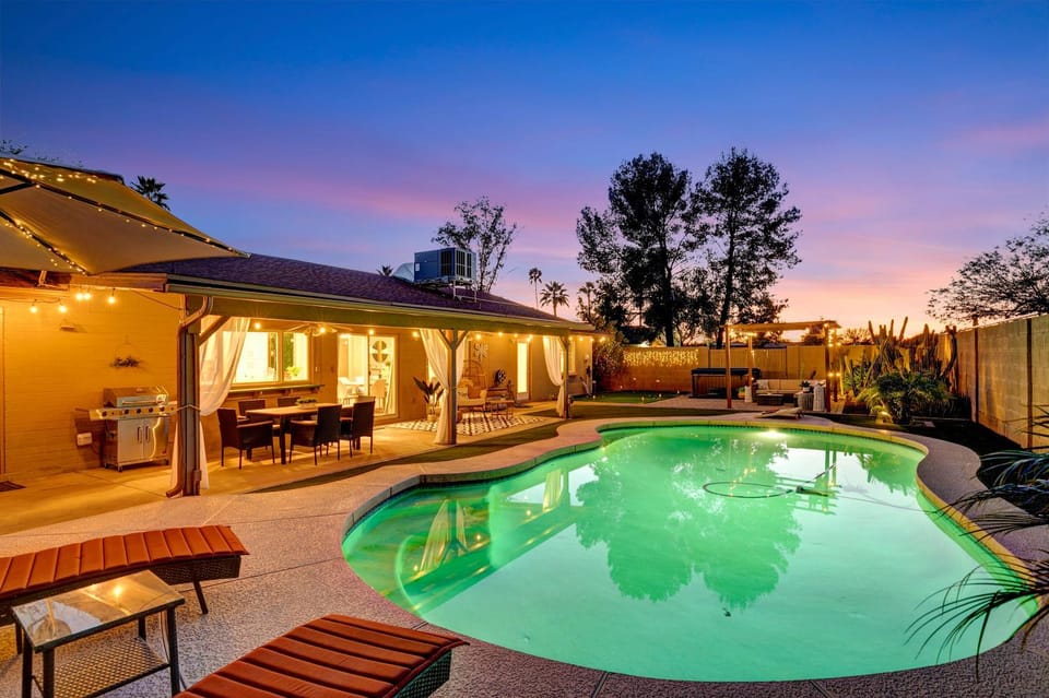 Swimming pool, Swimming pool, Sunset