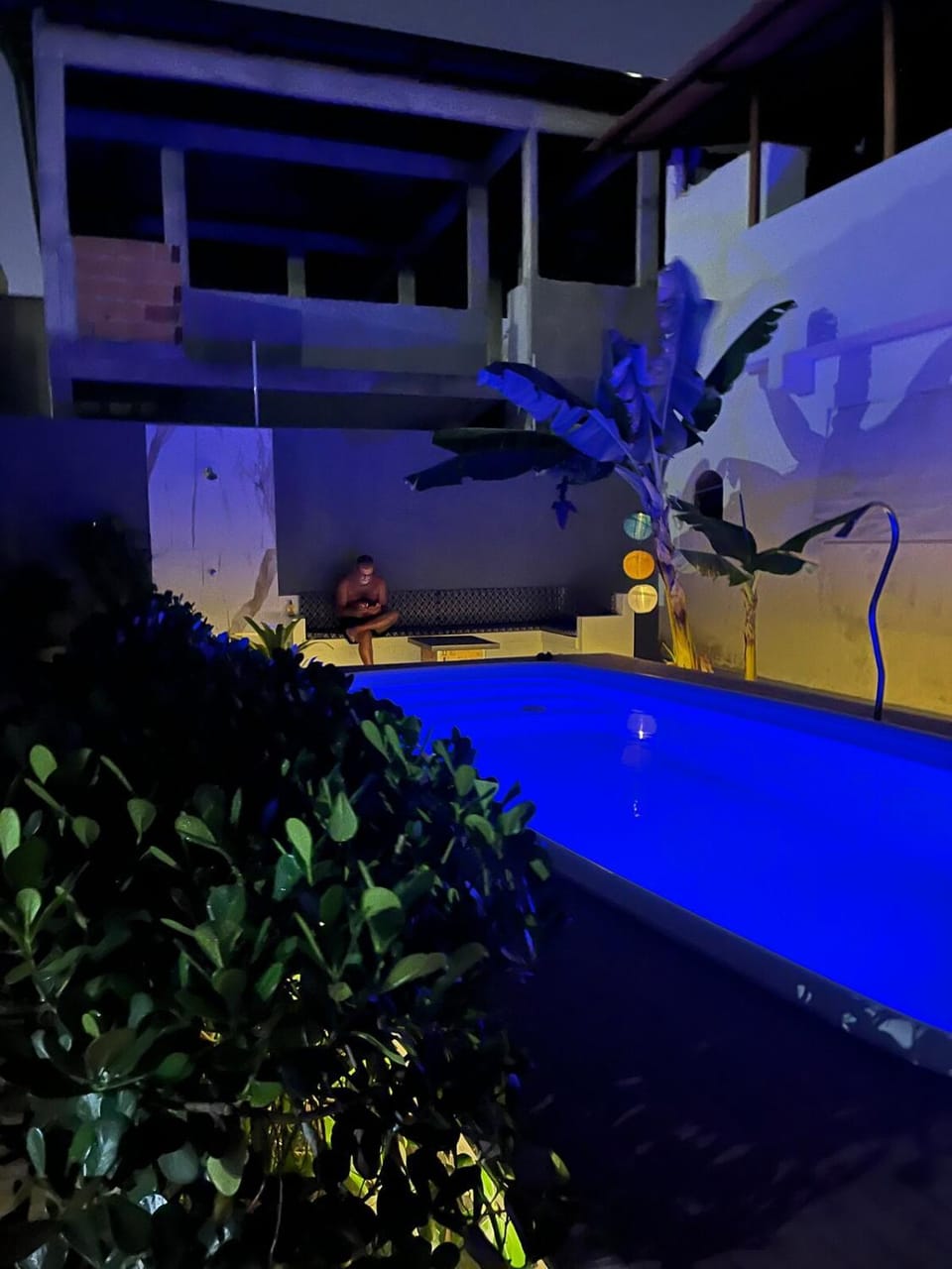 Night, Pool view, Swimming pool, Swimming pool