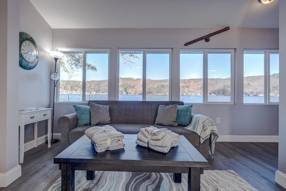 Natural landscape, Living room, Seating area, Lake view