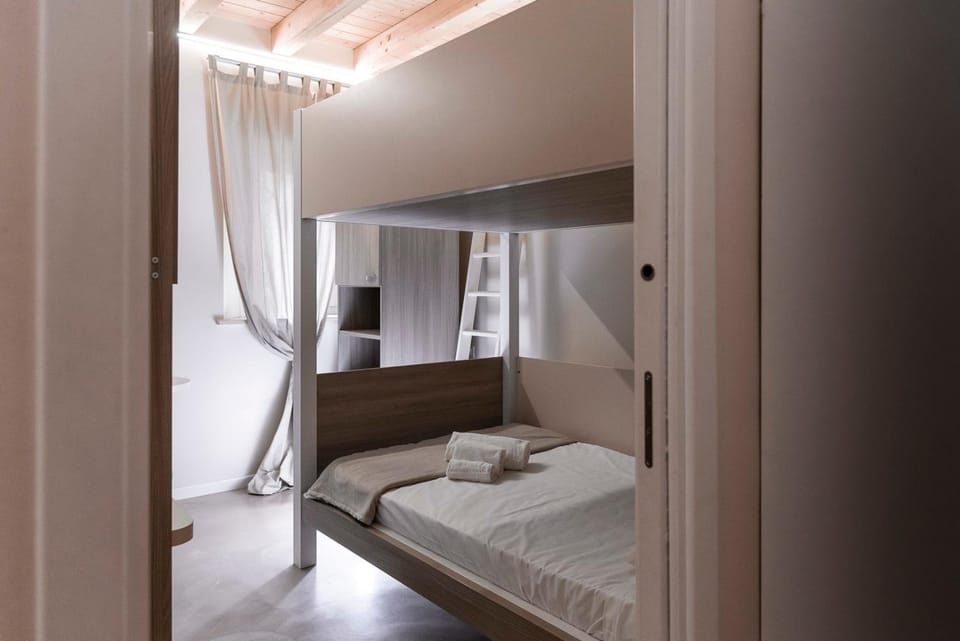 Bedroom, bunk bed, wardrobe