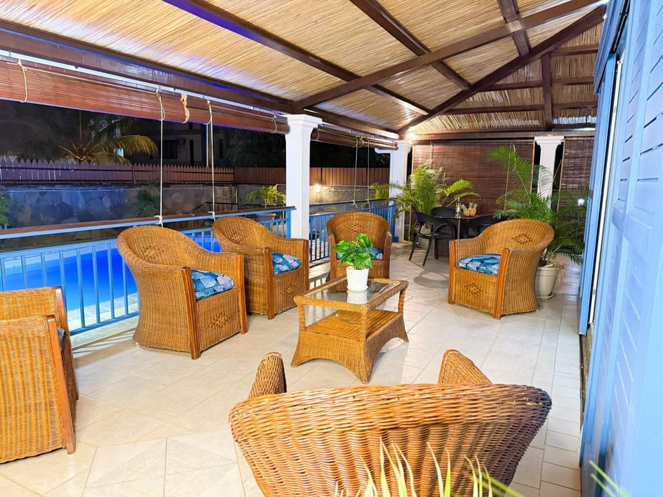 Patio, Seating area, Pool view