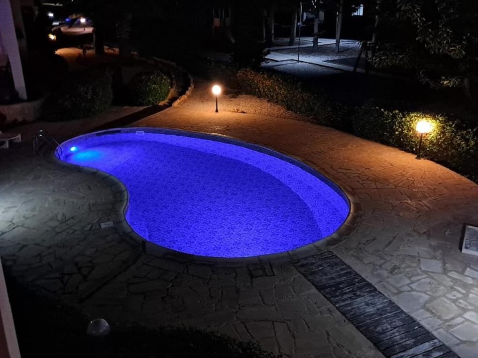 Night, Pool view, Swimming pool
