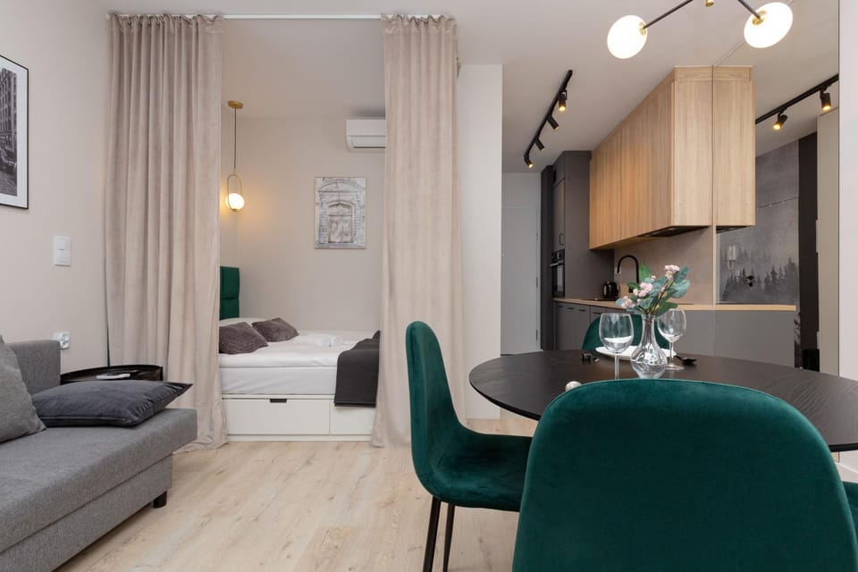 Bed, Kitchen or kitchenette, Living room, Photo of the whole room, Bedroom