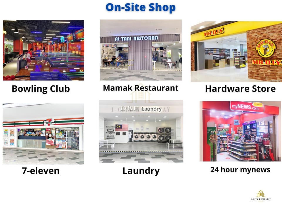 Bowling, Supermarket/grocery shop, laundry