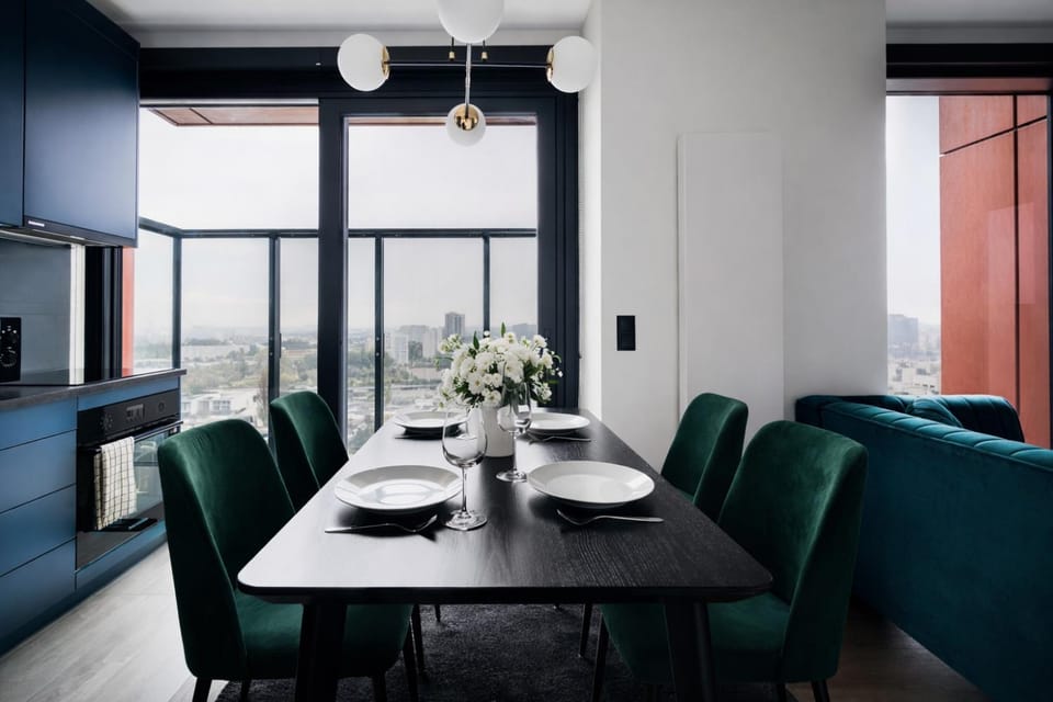 Kitchen or kitchenette, Living room, Seating area