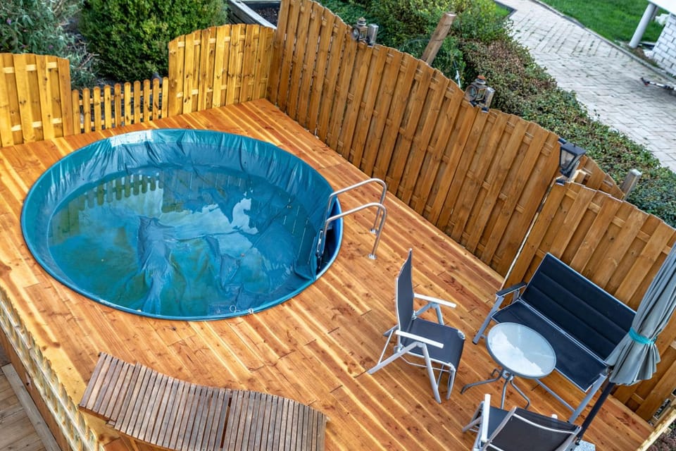 Property building, Living room, Swimming pool