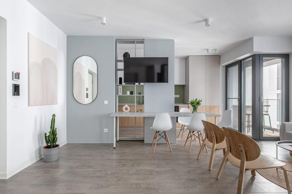 Kitchen or kitchenette, Living room, Dining area
