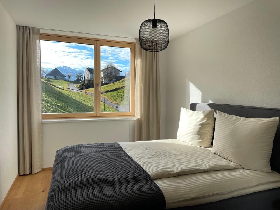 Bed, Natural landscape, View (from property/room), View (from property/room), Bedroom, Garden view