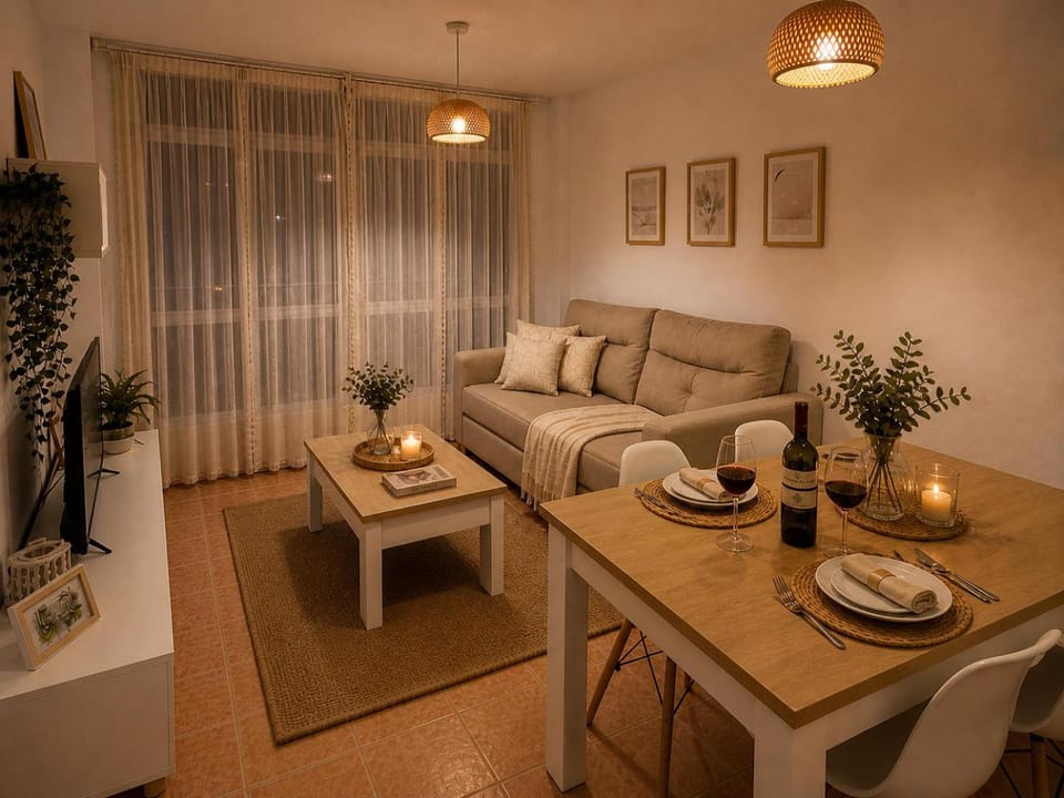 Communal lounge/ TV room, Night, Living room, Seating area, Dining area