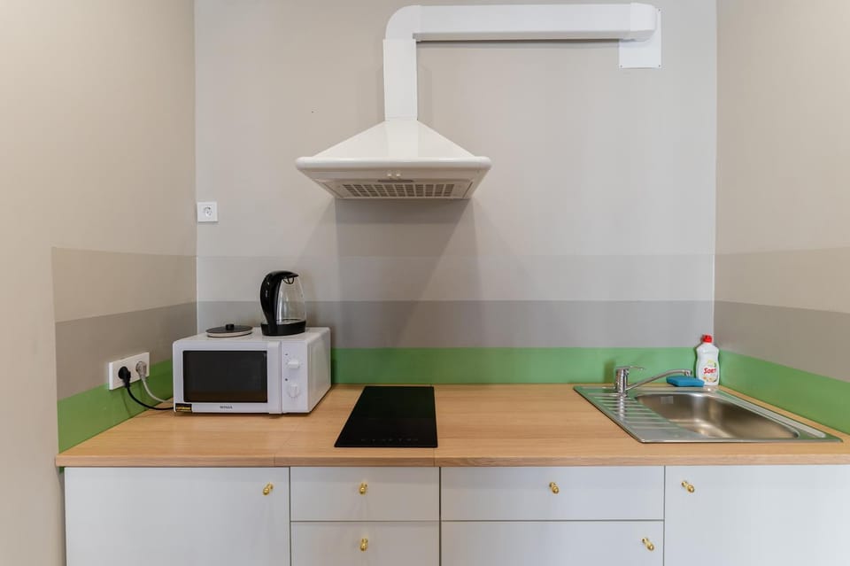 Kitchen or kitchenette, minibar, stove