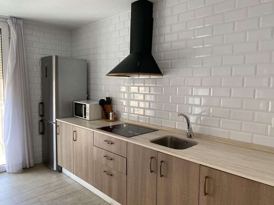 Kitchen or kitchenette, stove