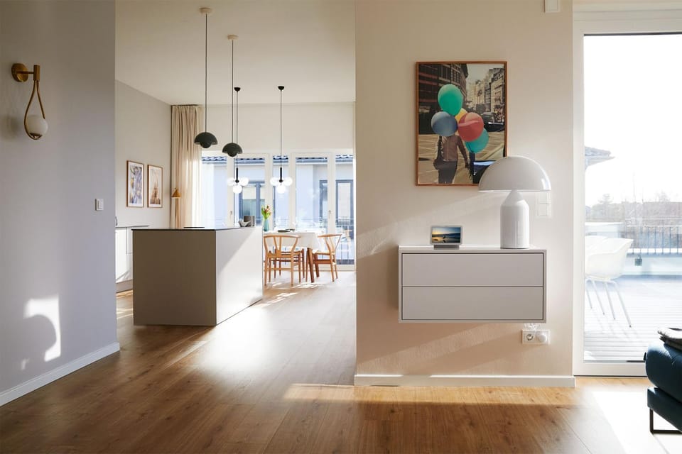 Kitchen or kitchenette, Living room, Dining area