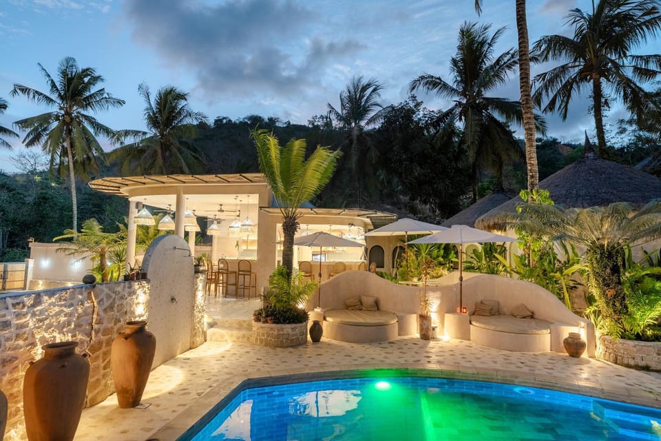 Patio, Restaurant/places to eat, Night, Garden, Lounge or bar, Garden view, Pool view, Swimming pool, Breakfast, sunbed