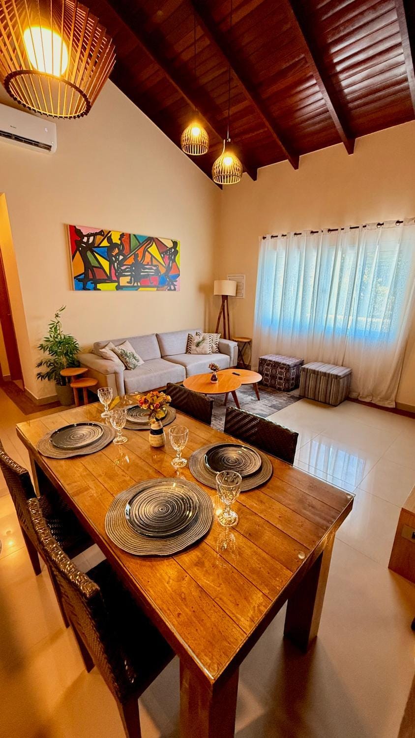 Living room, Seating area, Dining area, air conditioner