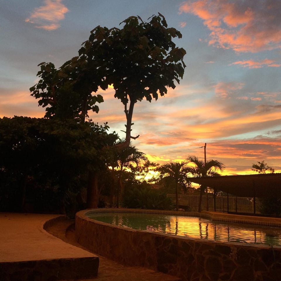 Natural landscape, Pool view, Swimming pool, Sunset