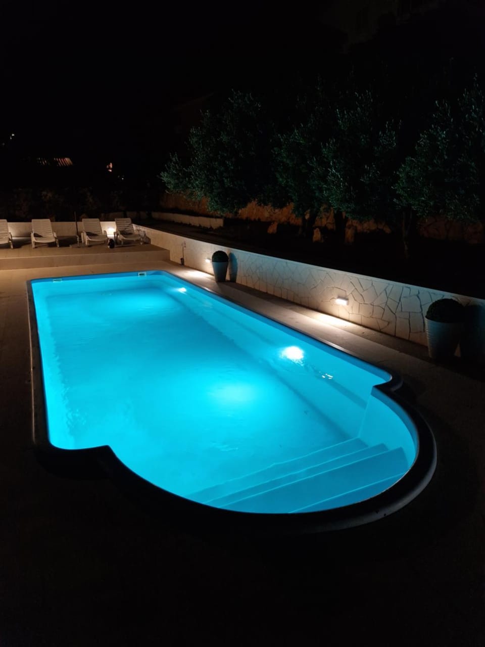 Night, Pool view, Swimming pool