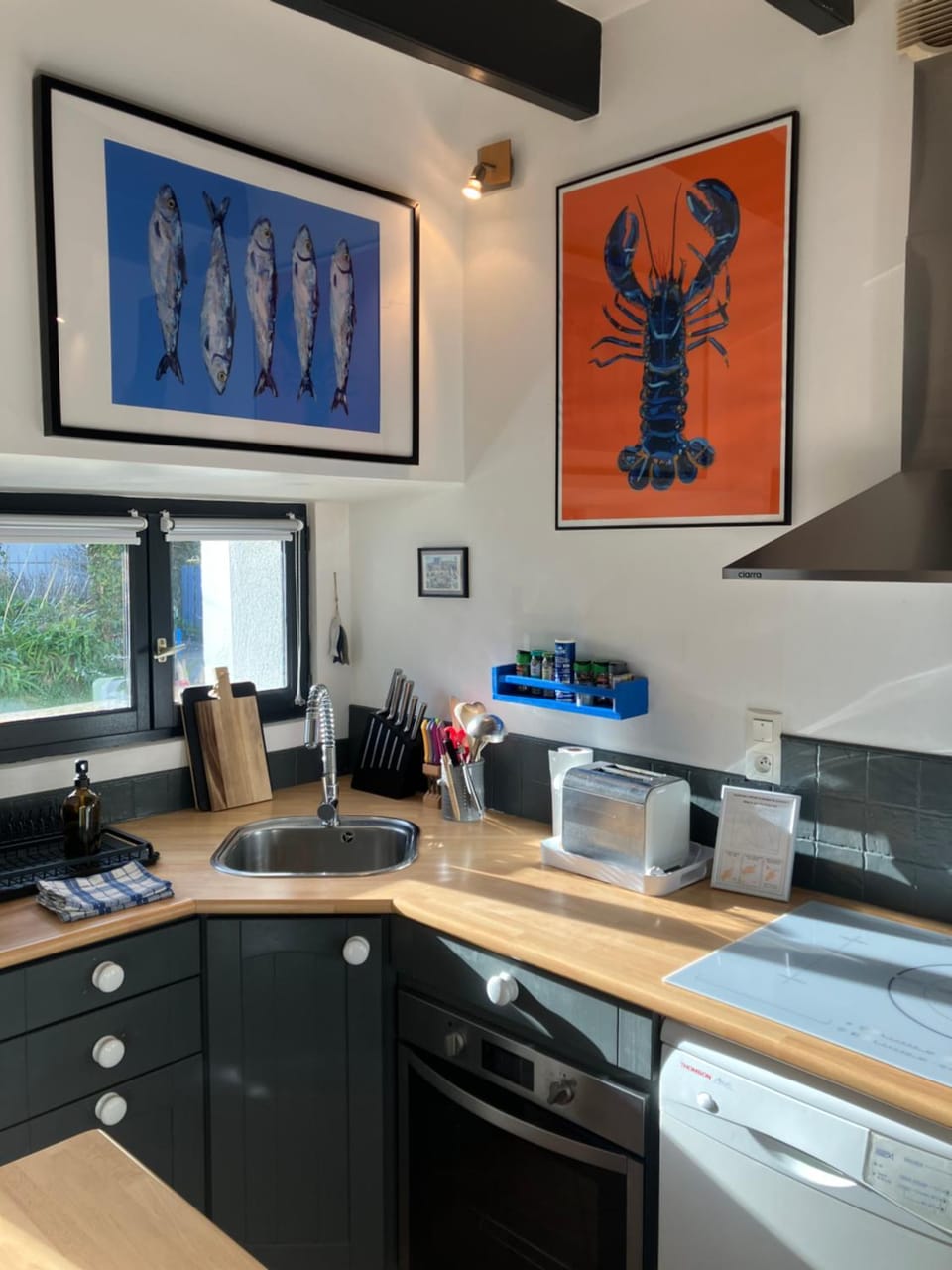 Kitchen or kitchenette, stove