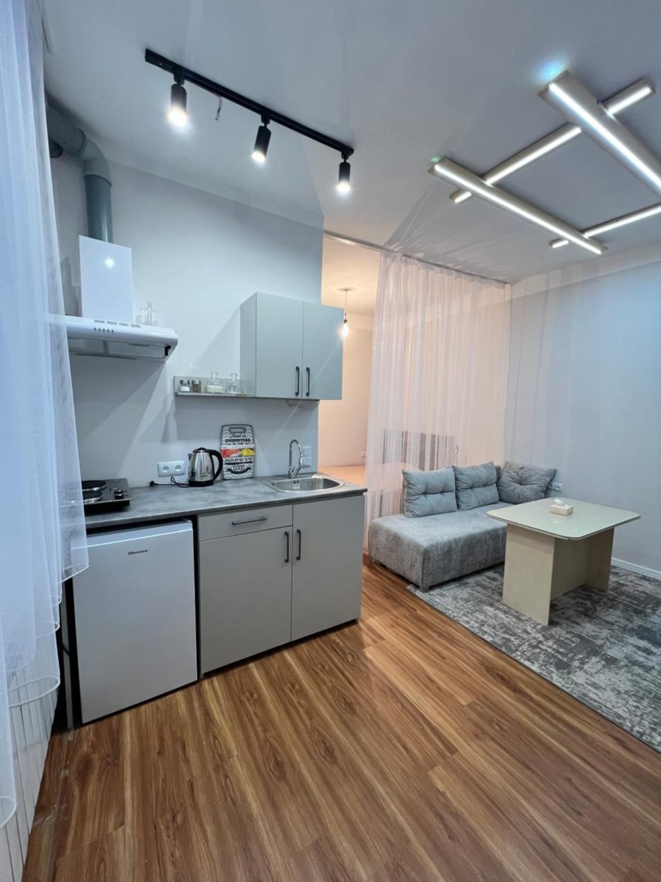 Living room, kitchen