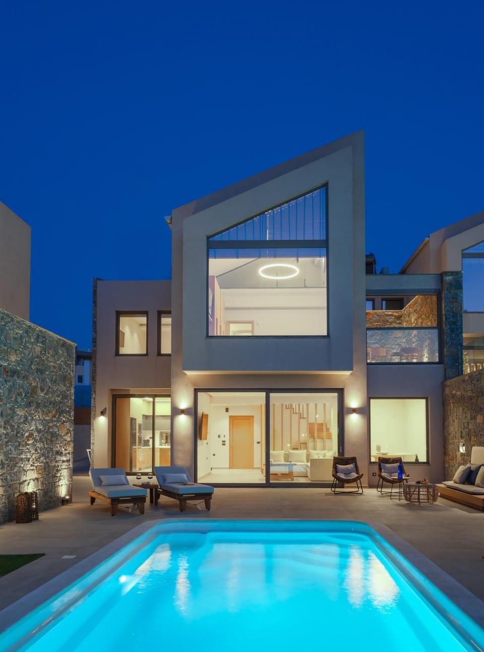 Property building, Night, Pool view, Swimming pool