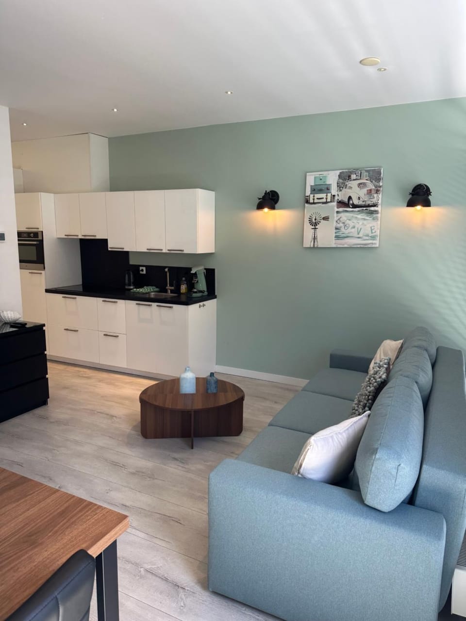 Living room, kitchen