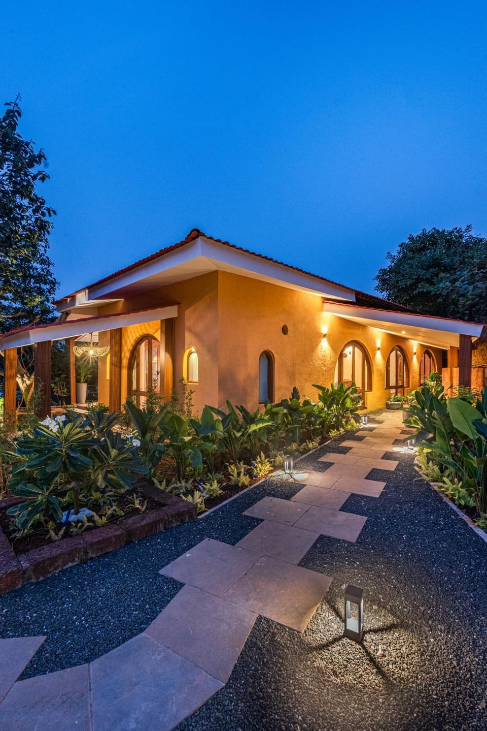 Property building, Night, Garden, Garden view