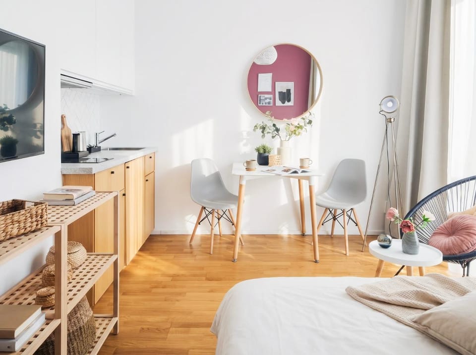 Bed, TV and multimedia, Bedroom, kitchen